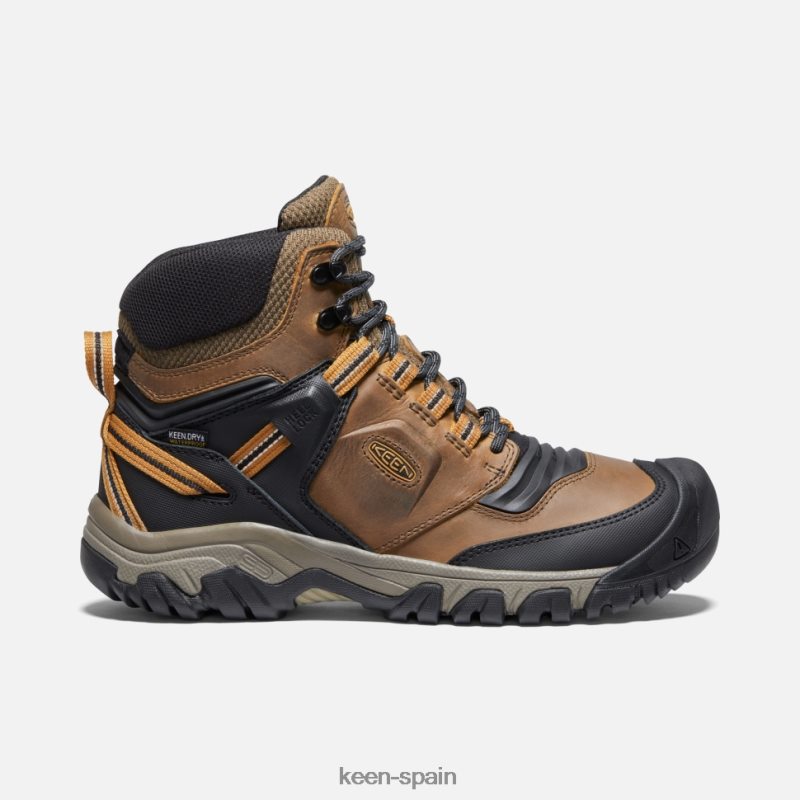67LRTD478 Keen hombres Bota impermeable Ridge Flex ancha bisonte-marrón dorado