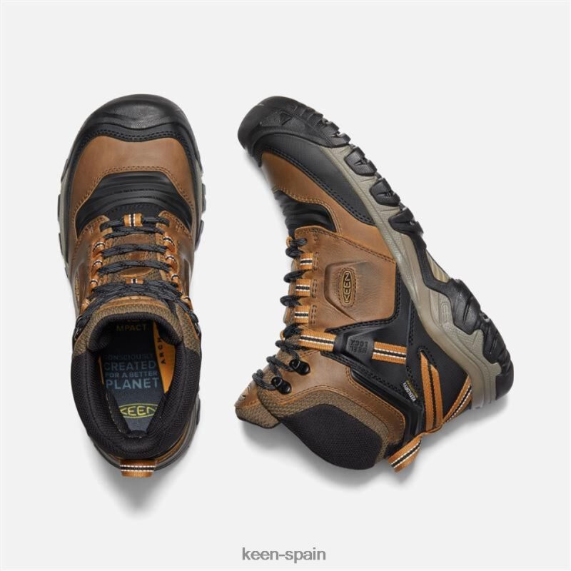 67LRTD478 Keen hombres Bota impermeable Ridge Flex ancha bisonte-marrón dorado