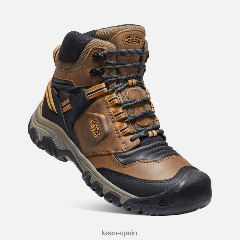 67LRTD478 Keen hombres Bota impermeable Ridge Flex ancha bisonte-marrón dorado