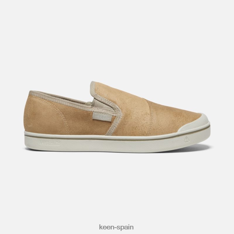 67LRTD487 Keen hombres zapatillas sin cordones de cuero cosecha eldon abedul beige-plateado
