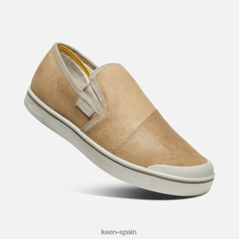 67LRTD487 Keen hombres zapatillas sin cordones de cuero cosecha eldon abedul beige-plateado
