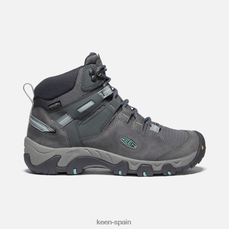 67LRTD189 Keen mujer bota impermeable de cuero steens Ola del océano gris acero