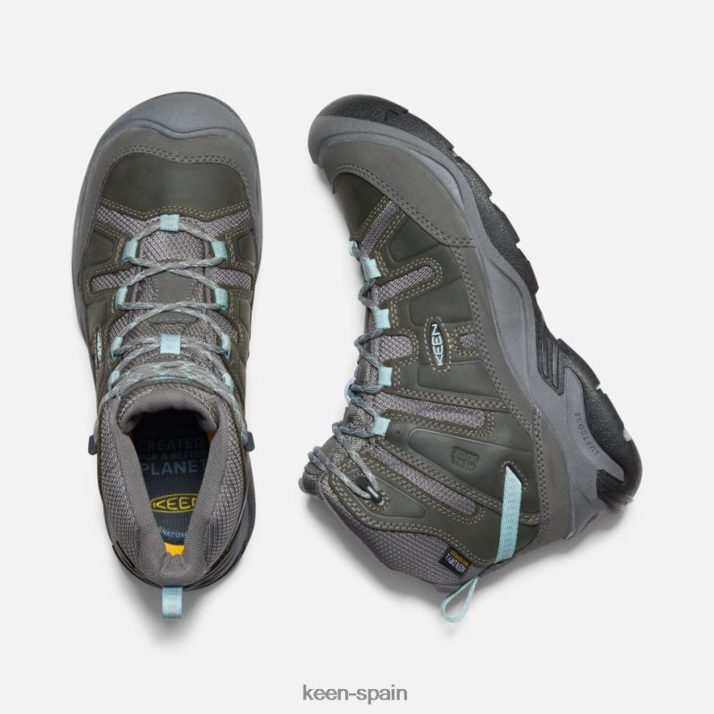 67LRTD317 Keen mujer bota impermeable circadia ancha gris acero-azul nube
