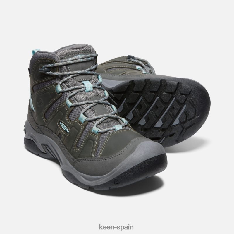 67LRTD317 Keen mujer bota impermeable circadia ancha gris acero-azul nube