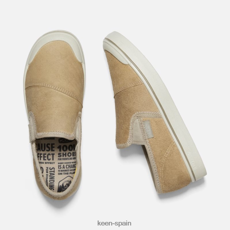67LRTD327 Keen mujer zapatos sin cordones de cuero cosecha elsa abedul beige-plateado