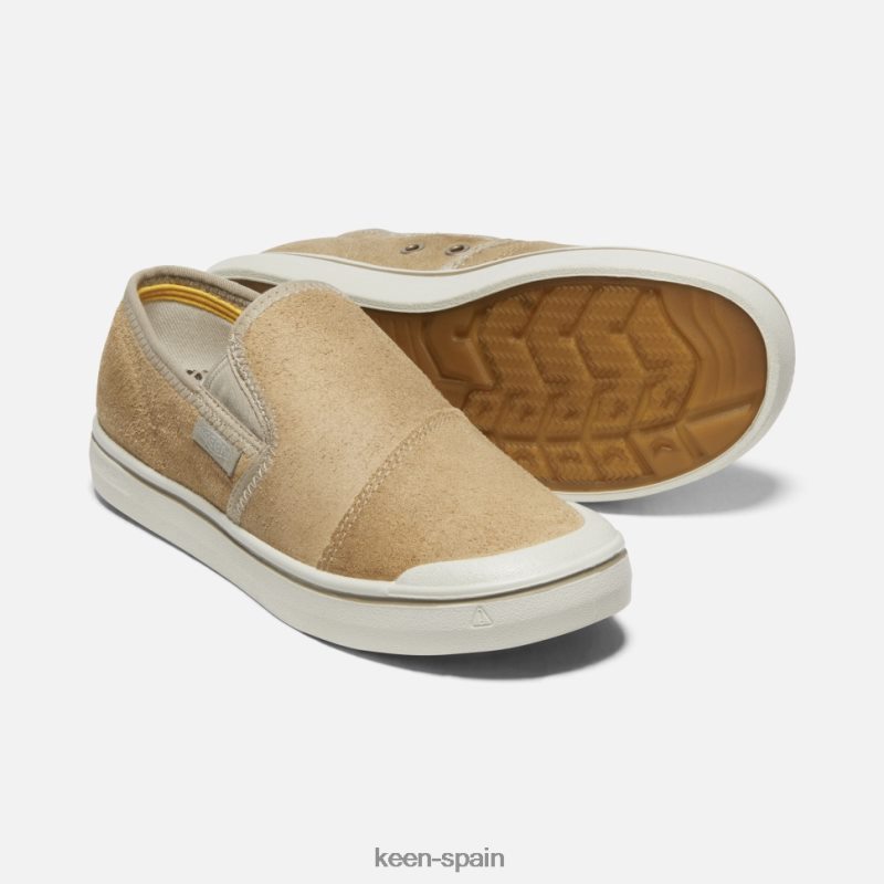 67LRTD327 Keen mujer zapatos sin cordones de cuero cosecha elsa abedul beige-plateado
