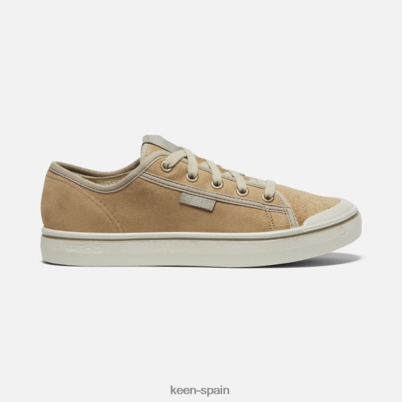 67LRTD328 Keen mujer zapatilla elsa de cuero cosecha abedul beige-plateado