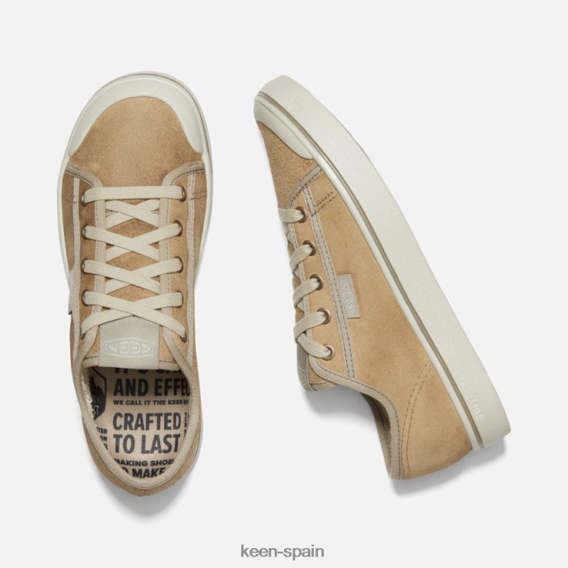 67LRTD328 Keen mujer zapatilla elsa de cuero cosecha abedul beige-plateado