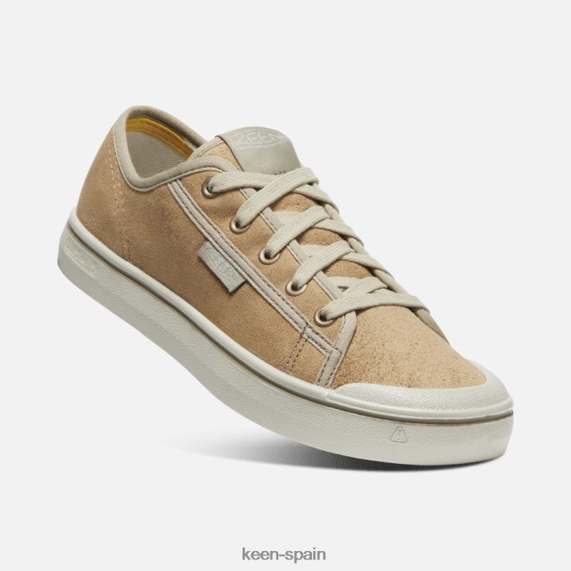 67LRTD328 Keen mujer zapatilla elsa de cuero cosecha abedul beige-plateado