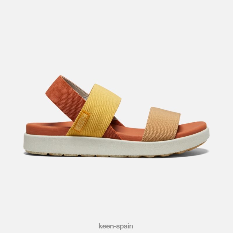 67LRTD379 Keen mujer sandalia elle con tira trasera abedul naranja-plateado fósil