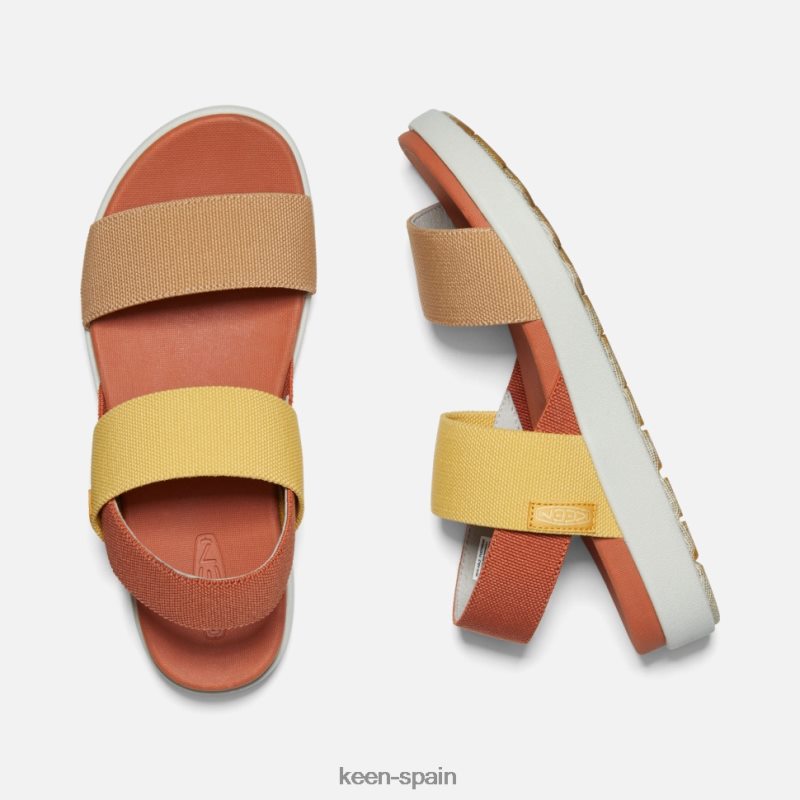 67LRTD379 Keen mujer sandalia elle con tira trasera abedul naranja-plateado fósil