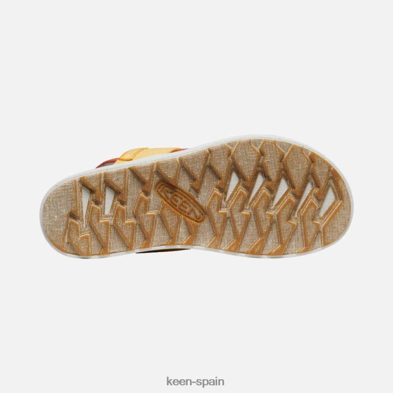 67LRTD379 Keen mujer sandalia elle con tira trasera abedul naranja-plateado fósil