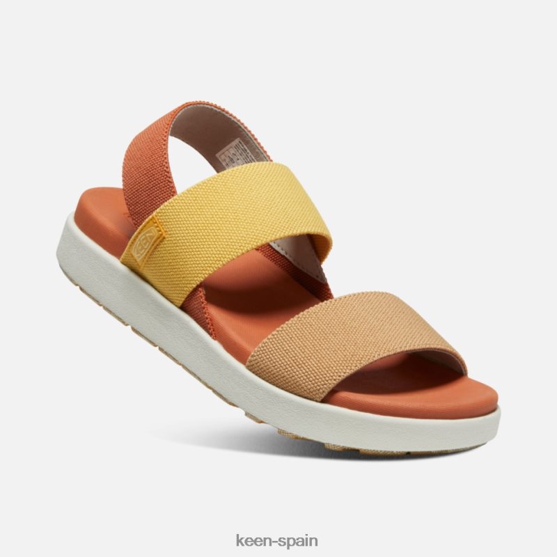 67LRTD379 Keen mujer sandalia elle con tira trasera abedul naranja-plateado fósil