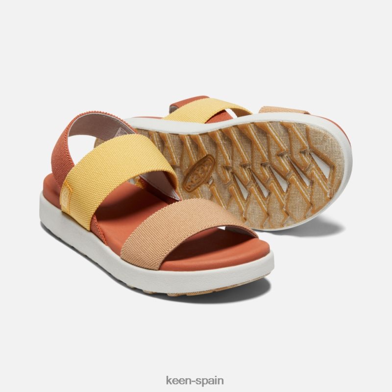 67LRTD379 Keen mujer sandalia elle con tira trasera abedul naranja-plateado fósil