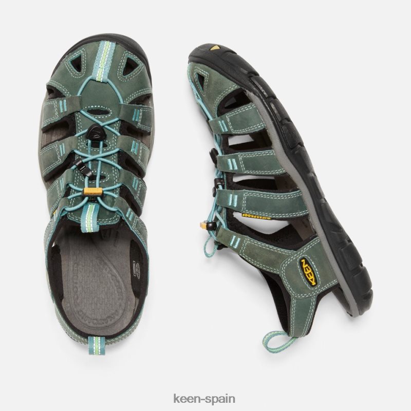 67LRTD87 Keen mujer sandalias cnx de cuero clearwater mineral azul-amarillo