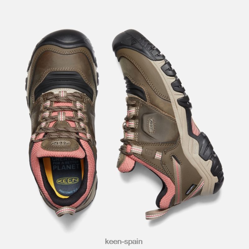 67LRTD129 Keen mujer zapatos de senderismo impermeables ridge flex polvo de ladrillo Timberwolf