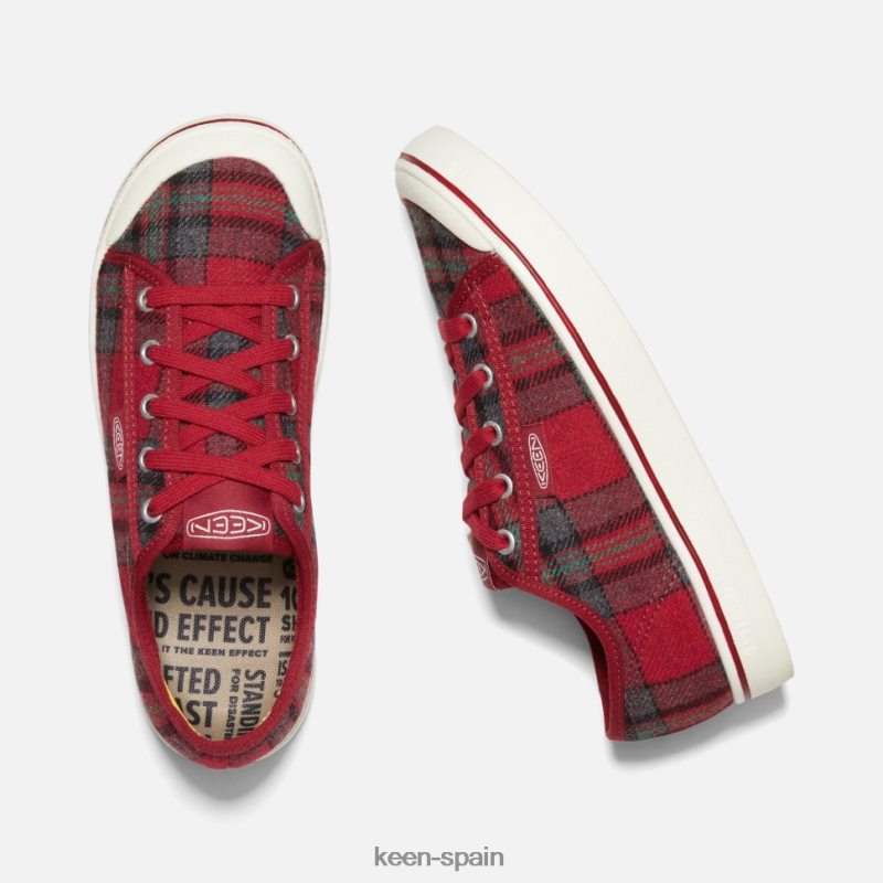 67LRTD352 Keen mujer zapatilla elsa v dalia roja a cuadros rojos