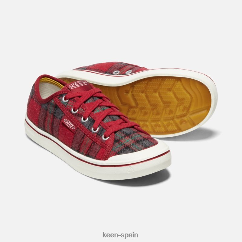 67LRTD352 Keen mujer zapatilla elsa v dalia roja a cuadros rojos