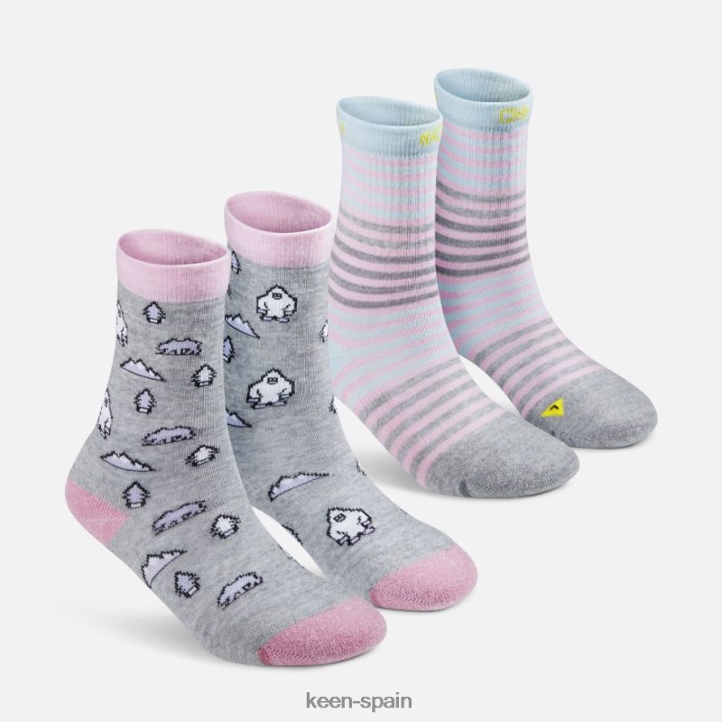 67LRTD419 Keen niños calcetines cómodos, paquete de 2 estampado de yeti de plumas