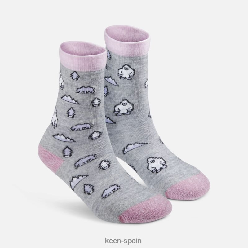 67LRTD419 Keen niños calcetines cómodos, paquete de 2 estampado de yeti de plumas