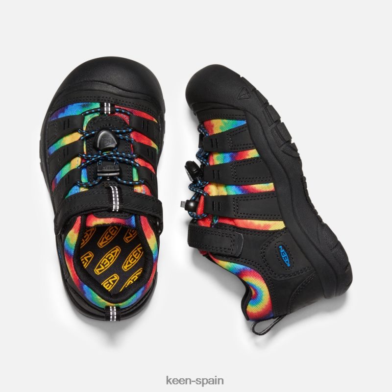 67LRTD592 Keen niños pequeño zapato newport teñido anudado negro original