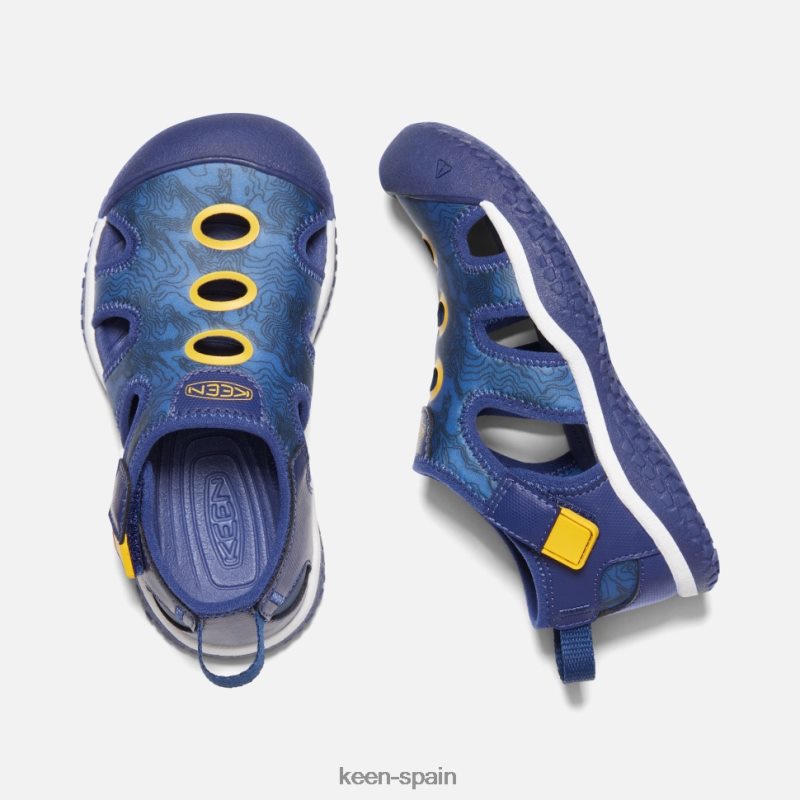 67LRTD594 Keen niños pequeña sandalia de raya brillantes profundidades de color azul cobalto