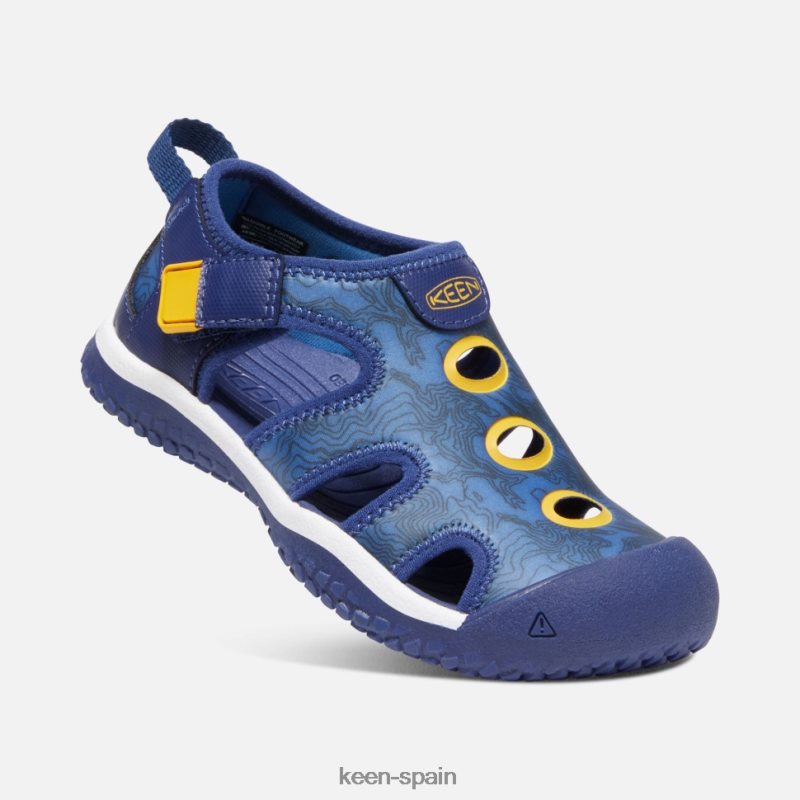 67LRTD594 Keen niños pequeña sandalia de raya brillantes profundidades de color azul cobalto