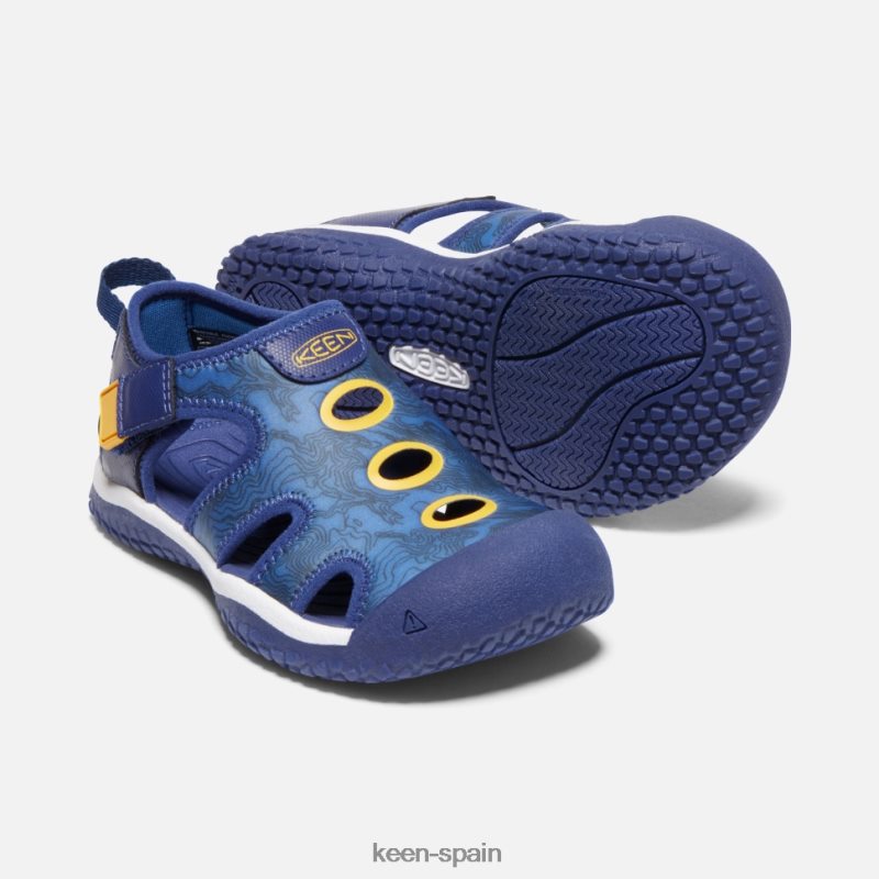 67LRTD594 Keen niños pequeña sandalia de raya brillantes profundidades de color azul cobalto