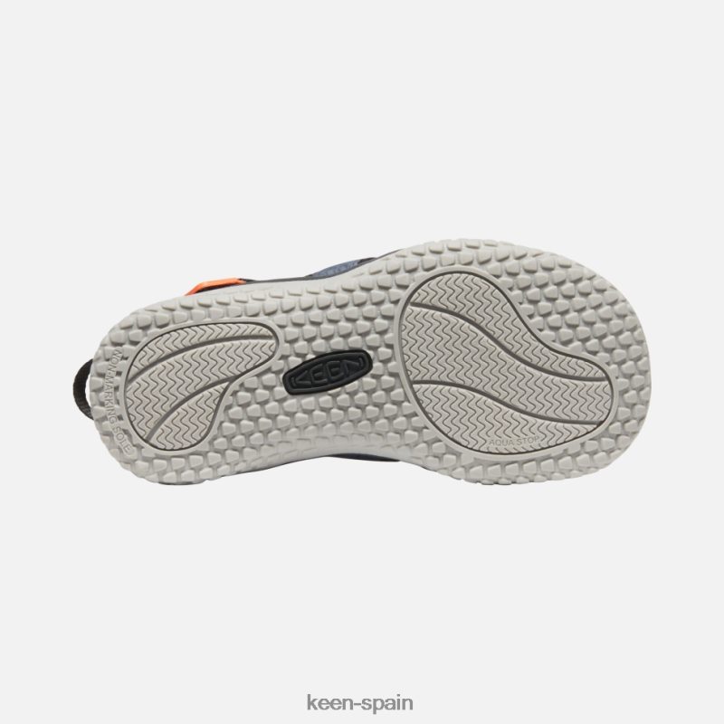 67LRTD595 Keen niños sandalia raya grande negro-naranja de seguridad