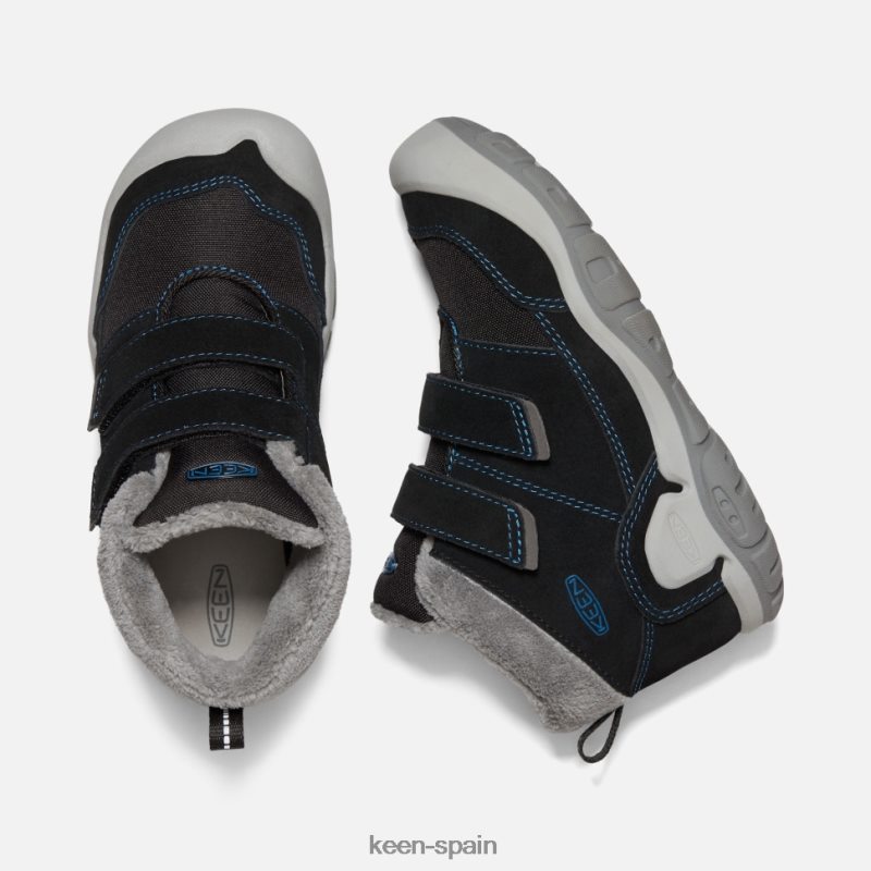 67LRTD546 Keen niños chukka con doble tira y nudo grande negro-azul mykonos