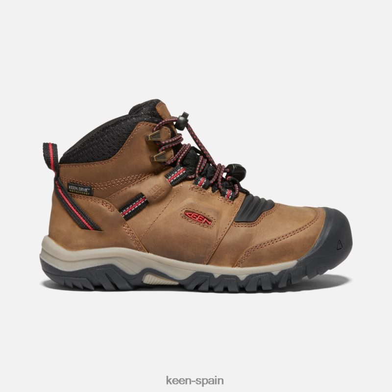 67LRTD602 Keen niños Bota impermeable Big 'Ridge Flex alfombra roja de bisonte