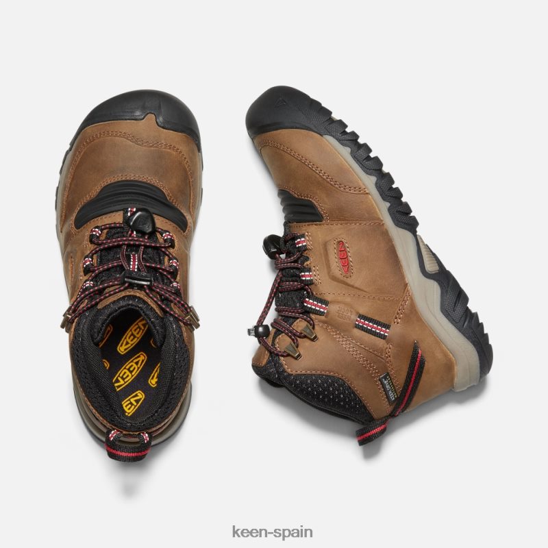 67LRTD602 Keen niños Bota impermeable Big \'Ridge Flex alfombra roja de bisonte
