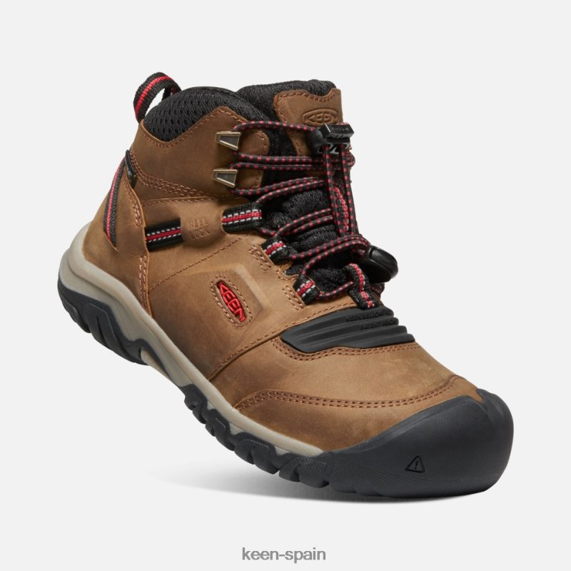 67LRTD602 Keen niños Bota impermeable Big \'Ridge Flex alfombra roja de bisonte