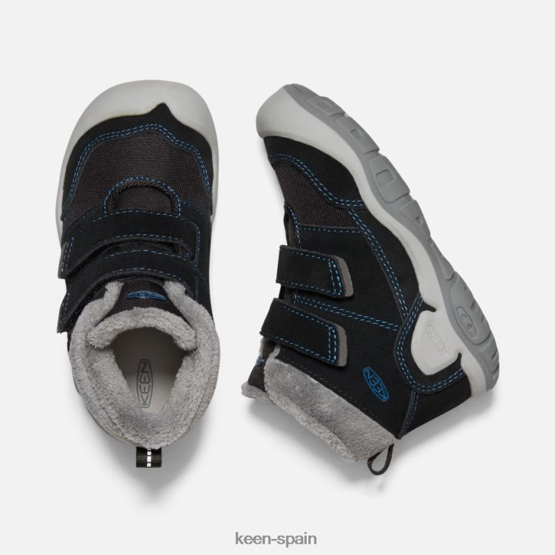 67LRTD557 Keen niños chukka con doble tira y nudo pequeño negro-azul mykonos