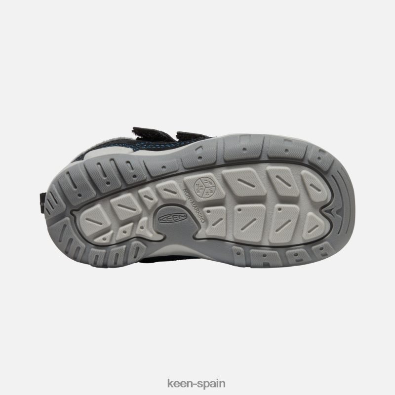 67LRTD557 Keen niños chukka con doble tira y nudo pequeño negro-azul mykonos