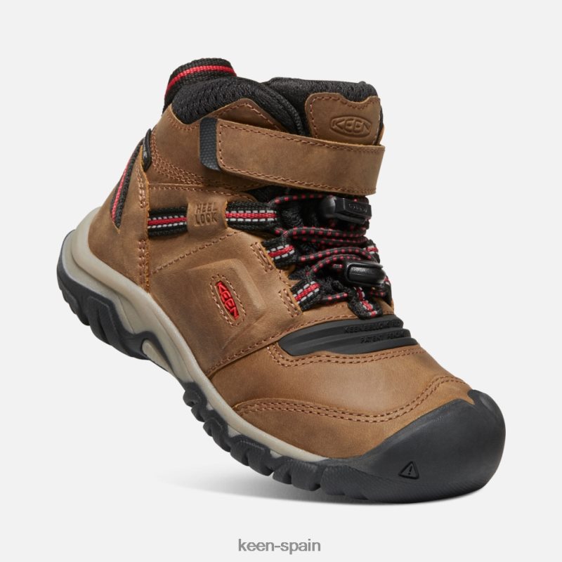 67LRTD609 Keen niños bota impermeable little \'ridge flex alfombra roja de bisonte